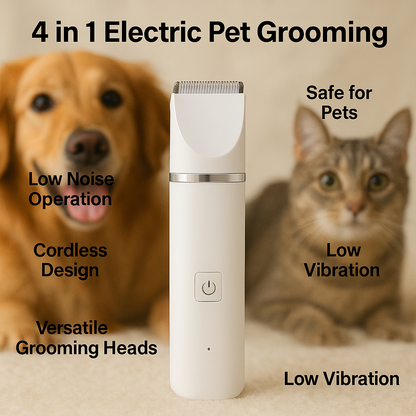 4-in-1 Electric Pet Grooming Kit – Quiet & Cordless